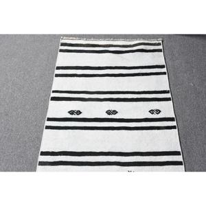 Alfombra de 2x8.3 pies, Alfombra Turca Vintage, Alfombra de Lana a Rayas Blancas y Negras - Product Image 3