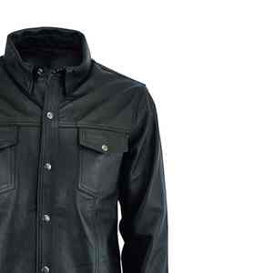 High Quality Customized Design <b>Leather</b> Men <b>Shirts</b> Quality Long Sleeve Breathable Knitted Zipper Closure Eco-Friendly Two - Product Image 3