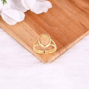 925 Sterling <b>Silver</b> Natural Ethiopian <b>Opal</b> Gemstone Gold Plated Classic Stylish Handmade Bohemian Adjustable <b>Ring</b> Anniversary - Product Image 4