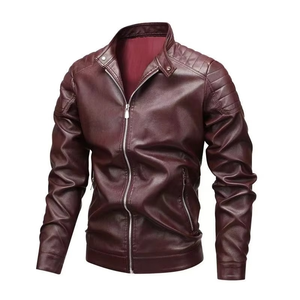 Blouson Bomber en Cuir PU Noir Coupe Slim Coupe-Vent Style Motard Classique de Haute Qualité pour Hommes – Vente en Gros OEM - Product Image 1