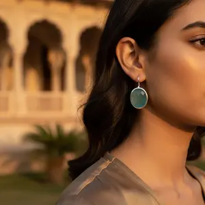 Pendientes de Plata 925 con Calcedonia Azul en Forma de Gota para Mujer, Chapados en Oro, con Perla y Diamante para Bodas y Fiestas - Product Image 2