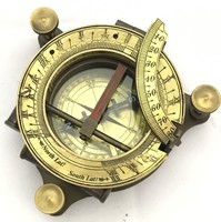 Cadran solaire boussole en laiton massif vintage avec boîte en bois-Design antique JJ Hicks-enduit de poudre, artisanat de Londres de qualité supérieure