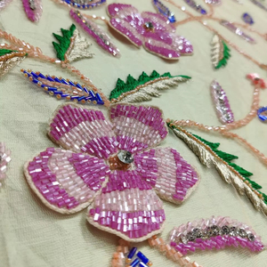 Applique en dentelle de luxe couture, broderie florale 3D en sequins et perles à la main, pour robes et robes de soirée - Product Image 1