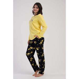 ชุดนอนผ้าไหมพิมพ์ลาย KADIN 2IPLIK O YAKA UZUN KOL ETEGI OVAL CEPLI PIJAMA TAKIM - สีเหลือง - สีเหลือง - Product Image 4