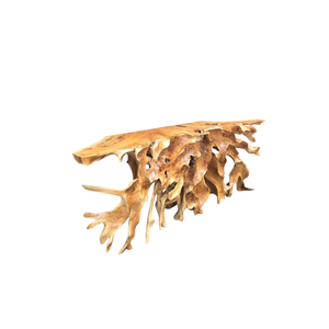 Mesa Consola ARTERRA de Madera Maciza de Raíz de Teca con Base de Patas, Diseño de Forma Libre, Estilo Rústico de Lujo para Sala de Estar o Apartamento - Product Image 1