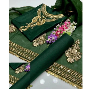 Costume Salwar Kameez en coton de soie d'hiver brodé rose personnalisé pour femmes indiennes et pakistanaises, vêtements ethniques pour femmes, fête, non cousu, vente en gros - Product Image 3