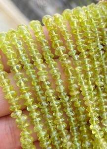 Péridot naturel Rondelle Cut Gemstone pierre précieuse en vrac Péridot vert pierre précieuse non coupée fabrication de bijoux perles brin - Product Image 2