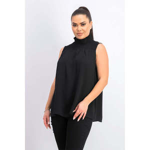 Rachel Roy Top de punto con cuello simulado y fruncido Mindi para mujer, color negro, talla 2, extra grande - Product Image 1
