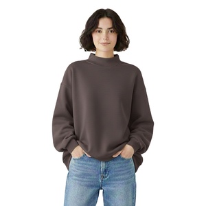 Women Long Autumn Oversized Mockneck Fleece Sweatshirt Casual Winter Loose Pullover Streetwear <b>Top</b> Front for Stylish Everyday - Product Image 1