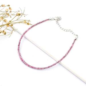 Bracelet en diamant rose AAA+ avec perles facettées rondes de 1,5 à 3 mm, orné de zircon comme pierre principale, idéal pour les cadeaux - Product Image 1