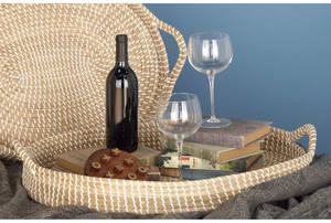 Manijas de bandeja de juncia natural Patrón único Estilo bohemio ecológico Alta calidad Mejor precio Venta al por mayor Almacenamiento de Vietnam - Product Image 2