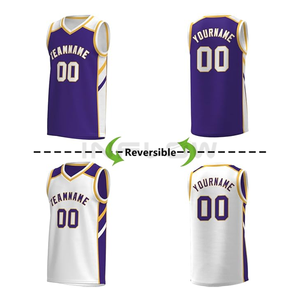 Camiseta de Baloncesto Sublimada Personalizada, Color Morado y Verde Azulado, Cuello en V, Sin Mangas, Absorbe la Humedad, Uniformes de Equipo Unisex para Adultos - Product Image 2