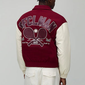 Blouson aviateur patchwork hiver vintage pour homme avec broderie personnalisée Streetwear à capuche - Product Image 2