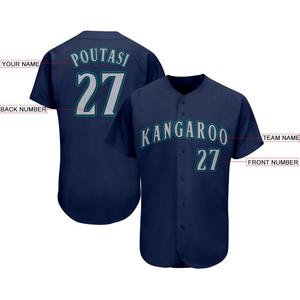 Venta al por mayor logotipo personalizado y diseño azul marino gris verde azulado camiseta de béisbol transpirable ligero estirable camiseta de béisbol para adultos - Product Image 2