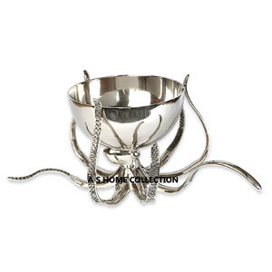 Grande taille décoration de la maison dessus de table bol en métal en laiton décoratif finition antique vaisselle bol de service ensemble de 2 - Product Image 3