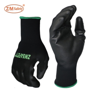 Vente en gros CE EN388 Gants de sécurité en PU noir avec logo personnalisé Gants de travail légers en nylon Taille XL Fonction étanche Échantillon gratuit - Product Image 2