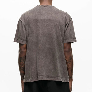 Camiseta de peso pesado de gran tamaño con lavado ácido para hombre, camiseta Formal de estilo sólido con logotipo personalizado, camiseta al por mayor - Product Image 4