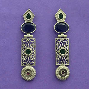 Pendientes clásicos de moda chapados oxidados por el exportador indio de joyería artificial - Product Image 2