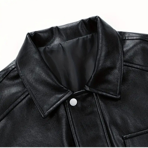 เสื้อแจ็คเก็ตหนังแท้ทรงสลิมฟิตสำหรับผู้ชาย รุ่น Twill Sports TS-1209 สีดำ ปี 2026 คอตั้งแบบปรับได้ ระบายอากาศดี สวมใส่สบาย ขายดี - Product Image 4