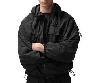 Chaqueta cortavientos de nailon ligera personalizada para hombre, transpirable, para gimnasio, Fitness, cortavientos, con cuello con capucha, bordado, de talla grande para correr - Product Image 5