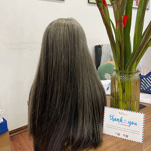 Perruque en cheveux naturels de couleur grise, perruque la plus vendue, perruque en cheveux humains avec fermeture en dentelle au milieu, perruque droite pour femmes, style doux, fournisseur de cheveux bruts - Product Image 5