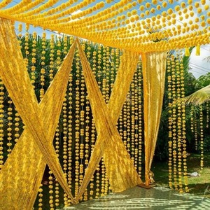 Decoración de Mandap con Caléndula, Decoración Haldi, Guirnalda de Caléndula, Decoración de Techo Diwali Ganpati, Fondo de Escenario de Templo - Product Image 2