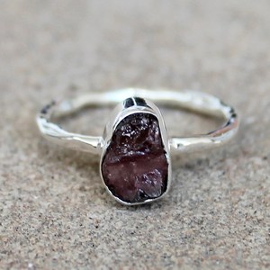 Raw Tourmaline <b>Ring</b> 925 Solid Sterling Silver Rough Cut Natural Pink Gemstone Boho Artisan Jewelry Organic shape - Product Image 4