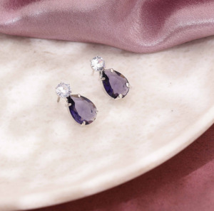 Boucles d'oreilles, plaqué argent, boucles d'oreilles glamour et design, boucles d'oreilles à la mode et à la mode, boucles d'oreilles de déclaration, boucles d'oreilles en pierre de couleur. - Product Image 1