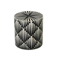 Mesa Consola de Diseño Moderno con Incrustaciones de Hueso Hecha a Mano, Mesa Auxiliar para Sofá, Muebles de Colección Étnica, Café de la India.