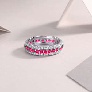 Moissanite Lab Grown Diamond Jewelry Vantage Bandas de compromiso de boda 925 Silver Moissanite Lab Grown Diamond Anillos para mujeres - Product Image 3