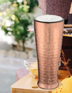 Vaso alto de acero inoxidable martillado, barra de Metal, accesorios para bebidas, diseño moderno ecológico para servir cerveza - Product Image 1