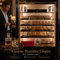 Humidor sur mesure pour salon de cigares, système d'humidification pour salle à cigares, mobilier de salon de cigares personnalisé, services de conception et de construction pour restaurants et bars