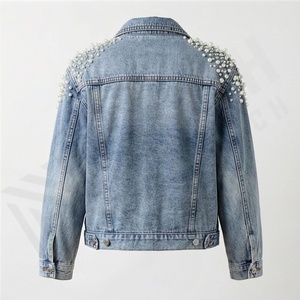 Veste en jean pour femme à prix avantageux, couleur personnalisée, boutons sur le devant, design élégant, parfait pour le quotidien, décontracté, mode streetwear, vêtement - Product Image 2