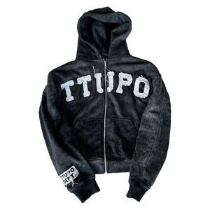 Sudadera con capucha térmica para hombre del fabricante 400gsm lavado ácido estampado Sun Fade Vintage parche bordado desgastado Boxy 100% algodón otoño - Product Image 4