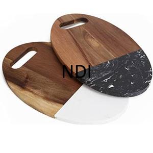 Tabla de cortar de madera de forma ovalada para el hogar, jardín, cocina, accesorios de mesa, ensalada, juego de dos tablas picadoras - Product Image 1