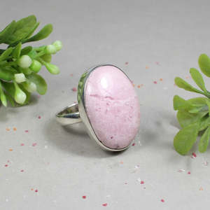 GIA Certified Dainty Sterling <b>Silver</b> Fine <b>Ring</b> Natural Pink Rhodochrosite Gemstone <b>Statement</b> Smooth Cut Rhodium Plated Pink - Product Image 2