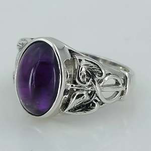 Anillo de Amatista en Plata de Ley 925, Anillo de Promesa Hecho a Mano para Mujer, Tallas 4 a 13 US, Piedra Natural con Engaste de Bisel para Uso Diario - Product Image 1