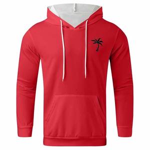 เสื้อสเวตเตอร์แบบสวมหัวแขนยาวสำหรับผู้ชาย, เสื้อกันหนาวแบบสวมหัวมีฮู้ดย้อมสีล้วนคอปกทำจากโพลีเอสเตอร์/ ผ้าฝ้าย - Product Image 2