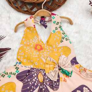 Robe de fête Shoryam pour filles, imprimé numérique floral, sans manches, entièrement cousue, longueur genoux |   Tissu doux pour enfants - Product Image 3