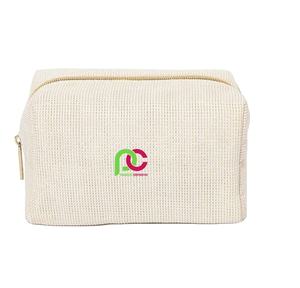Pochette de maquillage portable en toile avec tissu durable imprimé de logo personnalisé pour le stockage cosmétique, les cadeaux et les événements promotionnels - Product Image 1