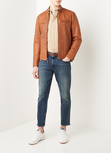Blouson en cuir d'agneau véritable personnalisable pour homme 2026, marron, à fermeture éclair, col montant, mode hiver, options de tailles et de couleurs - Product Image 4