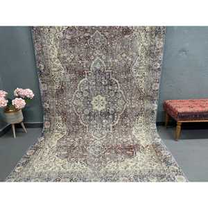 Alfombra de 5.8x9.6 pies, Alfombra Turca, Alfombra Vintage de Lana Azul Ombré - Product Image 2