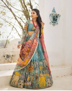 Hermosa Lehenga Impreso Con Blusa Cosida Y Dupatta Por Mayorista Fabzone - Product Image 4