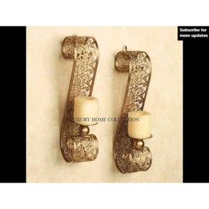 Portavelas para colgar en la pared, bollos de pared, varilla de hierro decorativa, Color dorado, brillante, pulido, aspecto atractivo, lámparas de pared de diseñador - Product Image 5