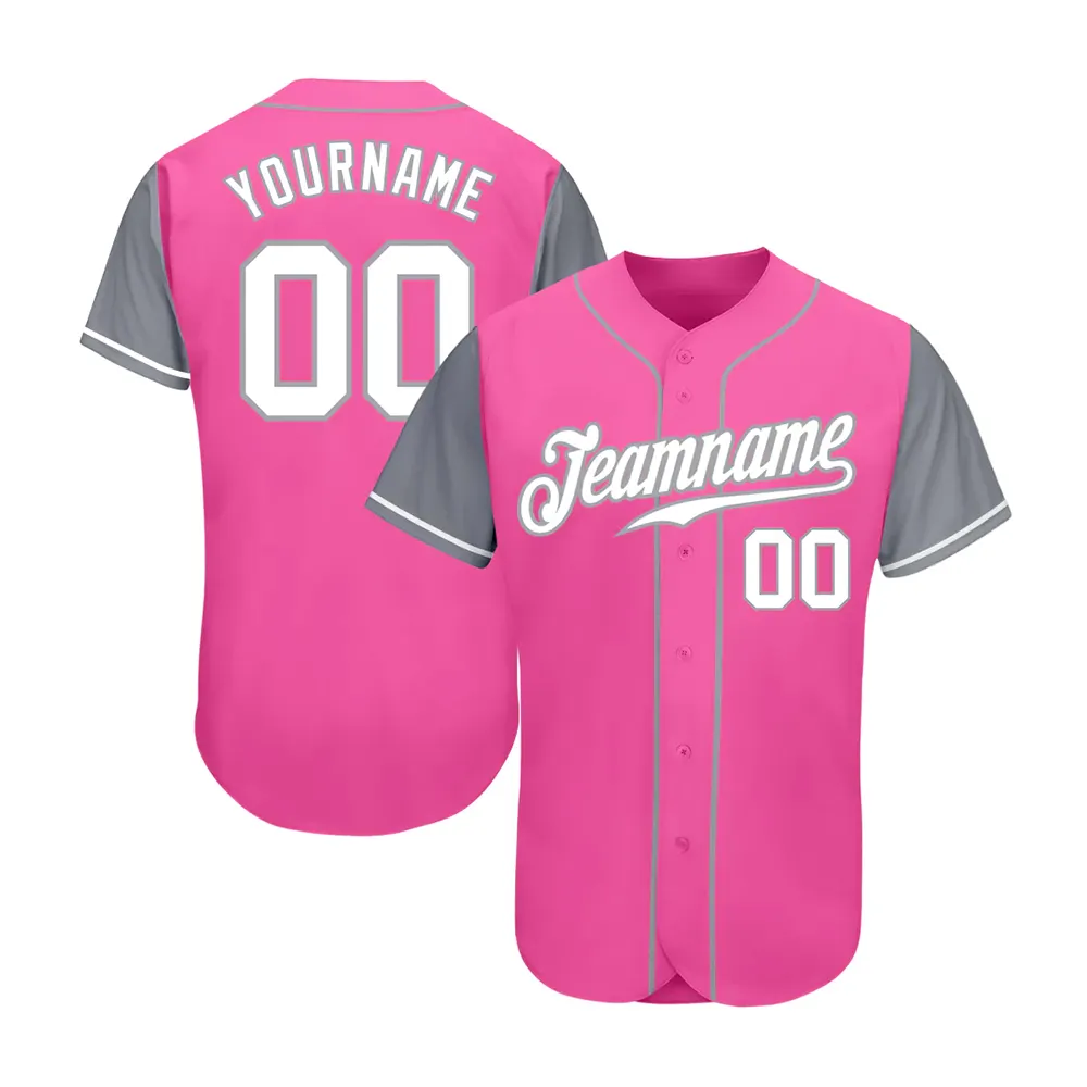 Maillot de baseball pour femme en couleur rose Vêtements d'entraînement Col en V Maillot léger en polyester fait de demi-manches avec un design personnalisé
