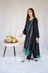 ชุดสูท3ชิ้นคุณภาพสูงสำหรับผู้หญิงชุดสูทชาลวาร์ Kameez พร้อมผ้าลินินที่มีน้ำหนักเบาสำหรับโอกาสทางการลำลองและงานปาร์ตี้ - Product Image 3