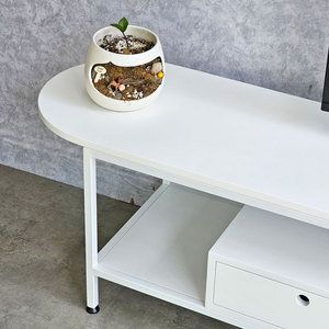 Mueble para TV de Diseño Ministral, Forma Ovalada con Cajón, 180x40x45cm, Madera de Caucho y Estructura de Hierro para Sala de Estar KTV68090 - Product Image 3