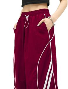 Pantalones de poliéster de corte ajustado, personalizables, estilo cargo, holgados, ligeros, con cordón, para mujer, para gimnasio, para correr - Product Image 1