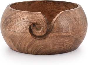 Handmade wooden yarn <b>bowl</b> with a swirl cutout for <b>knitting</b> and crochet crafted from sustainable materials - Product Image 2