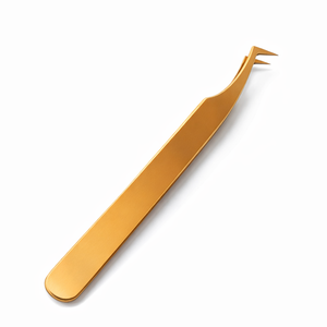Pince à cils Gold L Boot Lash, pointe en fibre, outil de volume pour extensions de cils, acier inoxydable, professionnel, OEM - Product Image 1